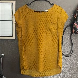 Lilly white mustard/ brown poka- dot for shirt